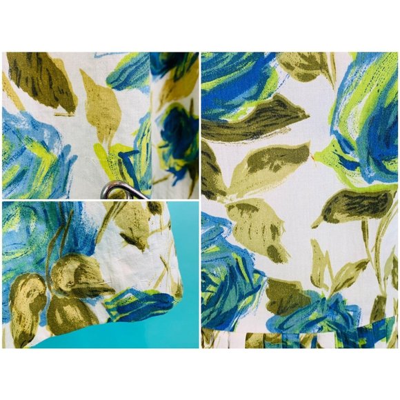 Vintage 1960s Floral Dress Blue Green Rose Print Sundress | W 30" - Picture 10 of 10